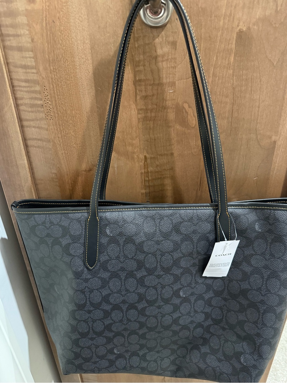Coach City Tote in Signature Canvas Halloween-themed cat graphic NWT - Picture 2 of 8